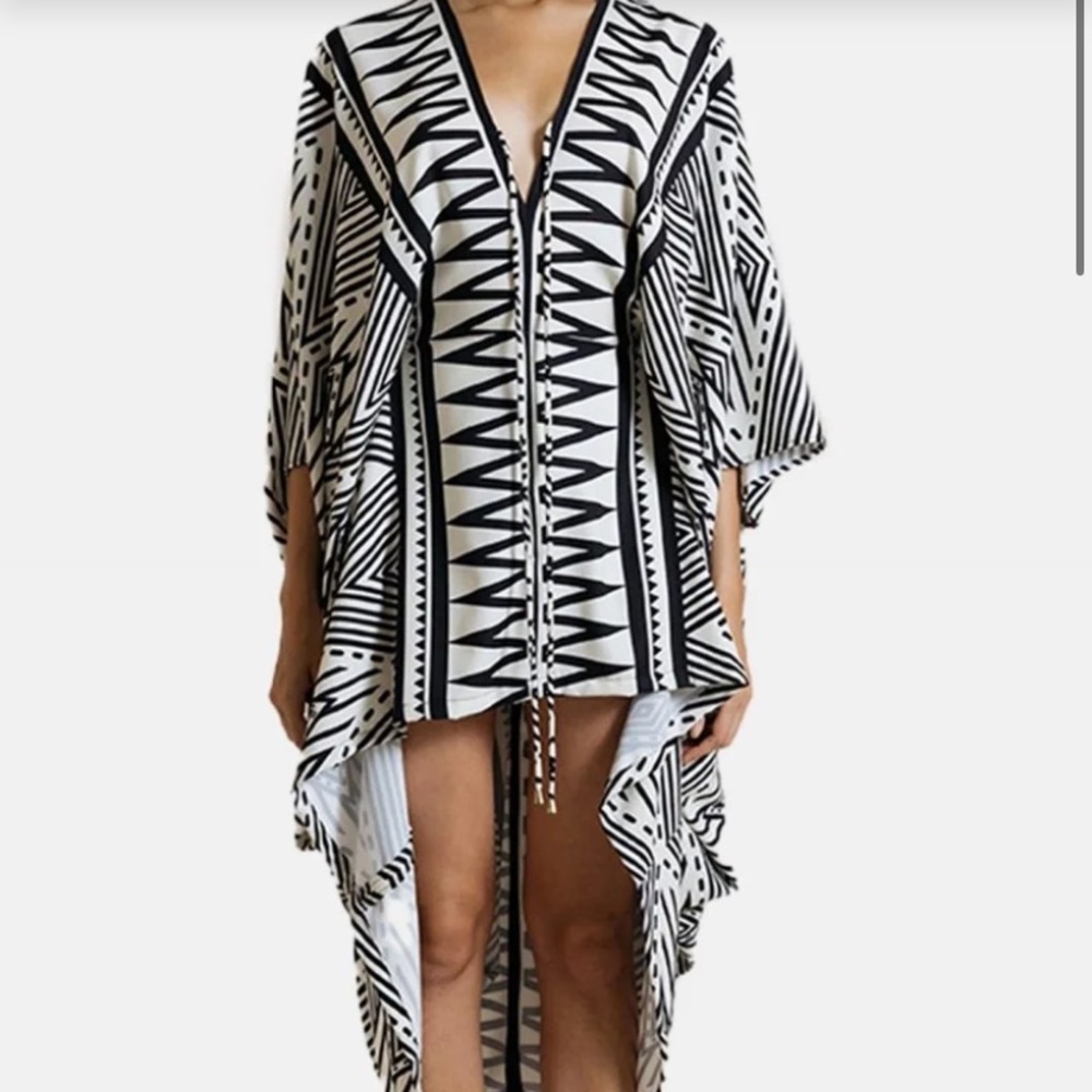 Lois London Designer 3 in ONE Black and White Tribal Dress.